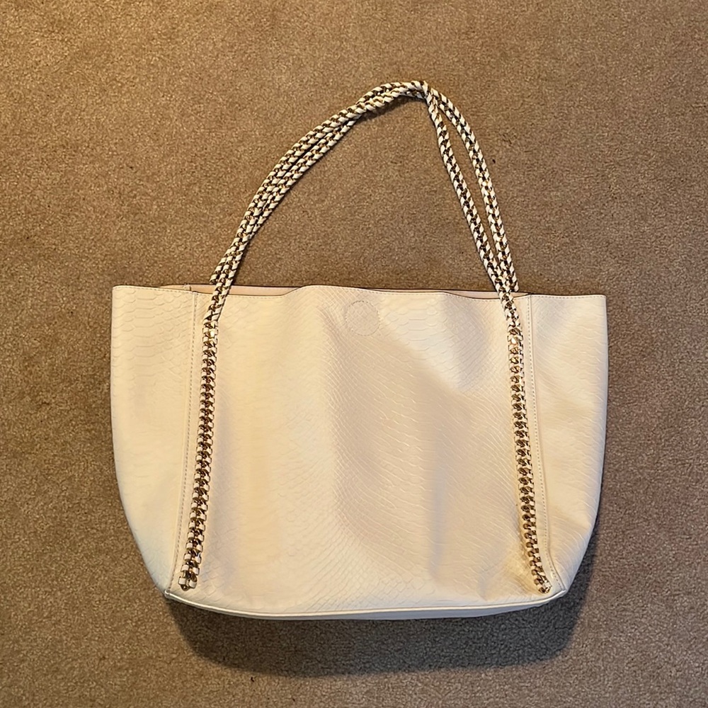 Aldo pleather white tote bag